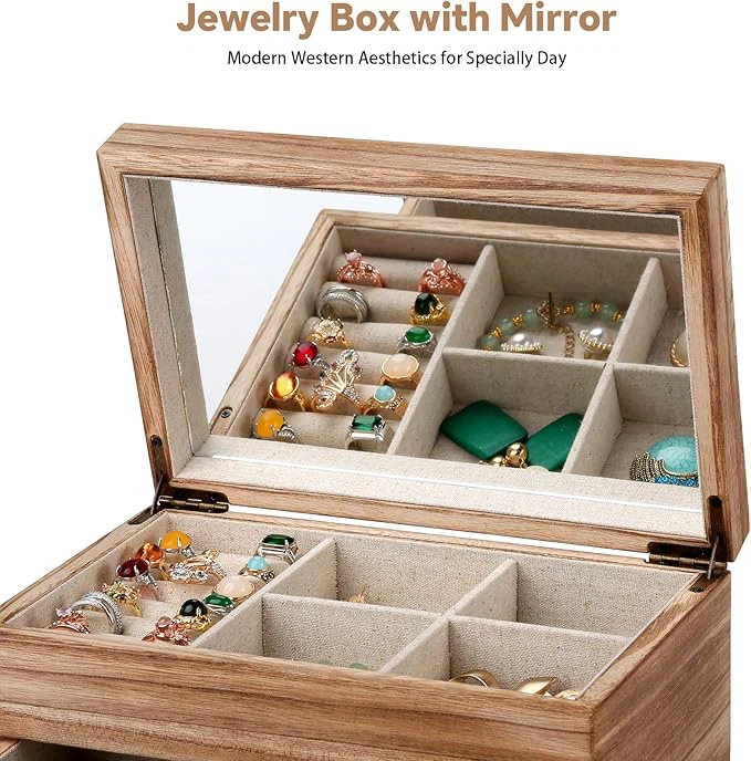 2 Layer Wooden Jewelry Box Organizer suppliers